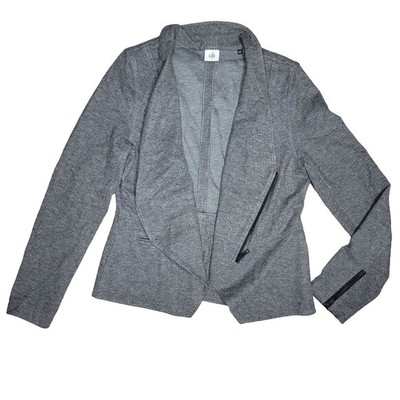 Cabi rebel Zip-Front Gray light jacket cartigan sweater zipper detail - Picture 5 of 9